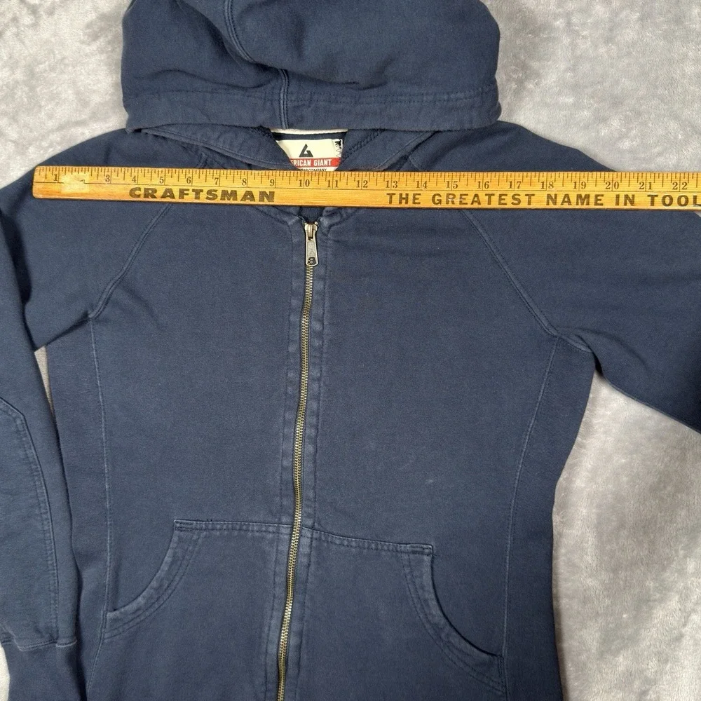 American‎ Giant Hoodie Womens L Blue Classic Full Zip Elbow Patches Heavyweight